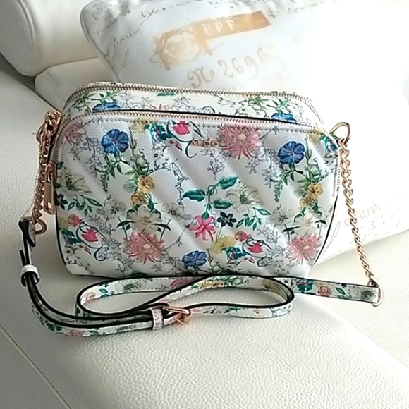 Aldo Bags Aldo Crossbody Purse White Multi Floral With Gold Hardware Poshmark